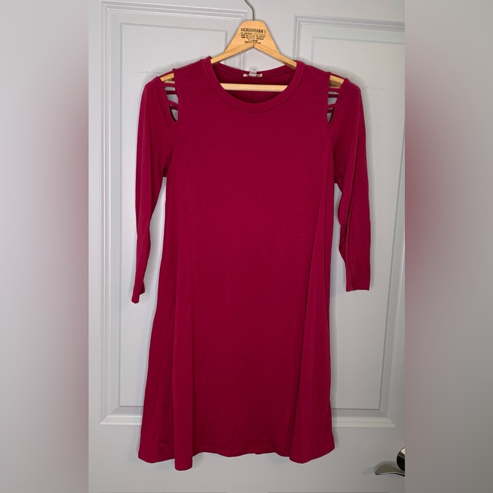 Charming Charlies Midi Long Sleeve Red Sweather Dress in Women's Size S